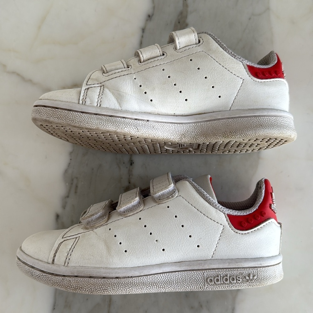 Adidas Kids Stan Smith x Lego White and Red Shoes Size 10.5 - Picture 3 of 8